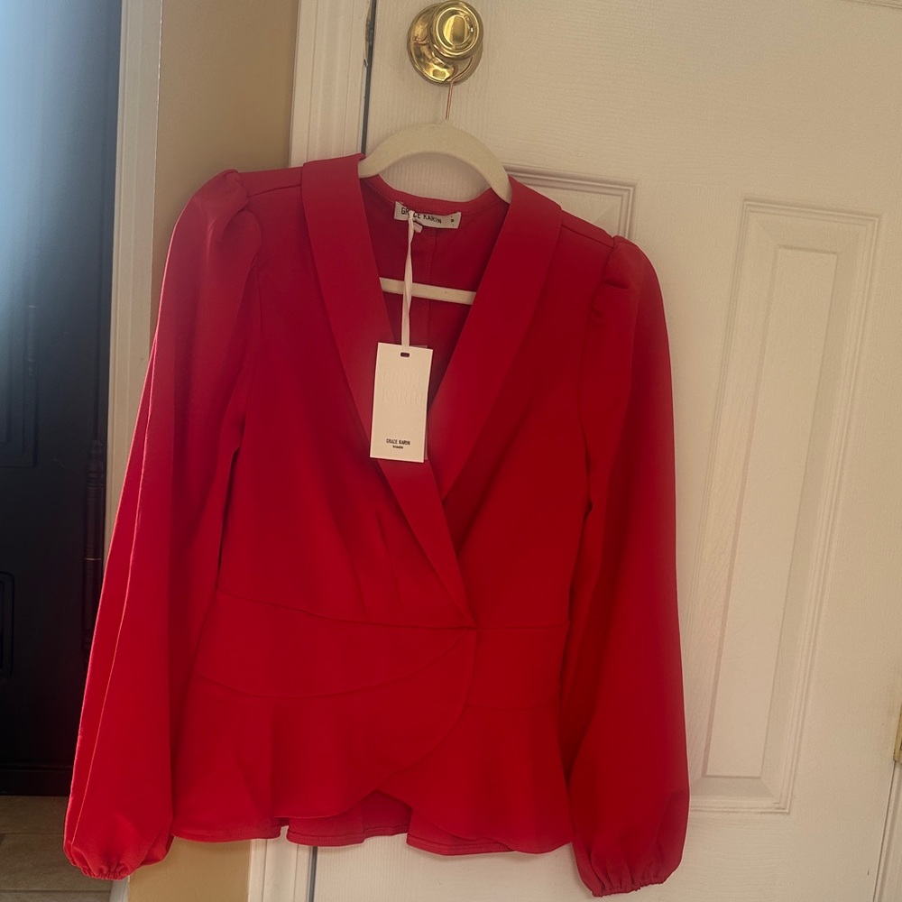Red Long Sleeve Blazer Size Medium